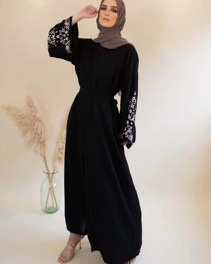 abaya with embellished stone sleeves