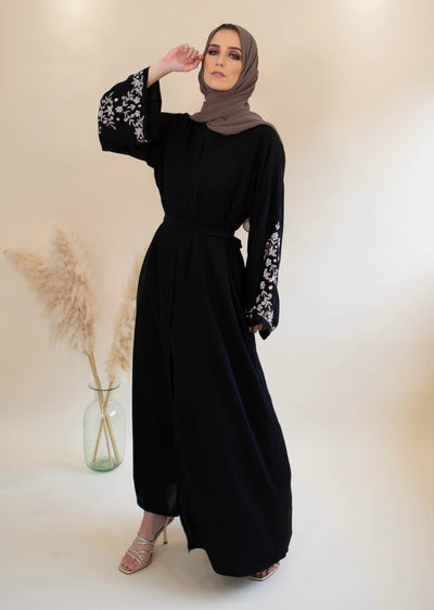 abaya with embellished stone sleeves