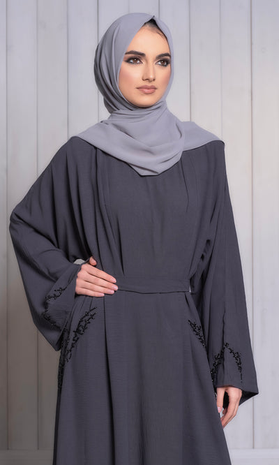 two piece  grey occasion abaya