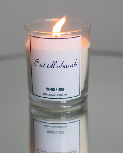 Aaliya Collections Scented "Eid Mubarak" Candle - Mango & Oud