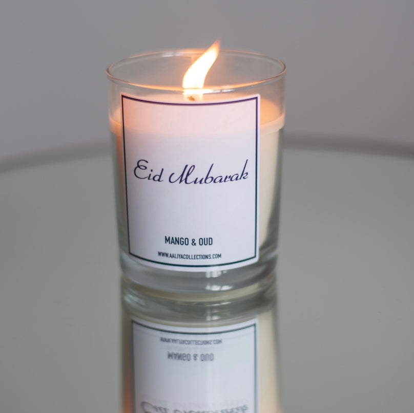 Aaliya Collections Scented "Eid Mubarak" Candle - Mango & Oud