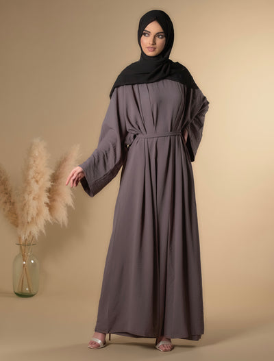 two piece grey abaya set