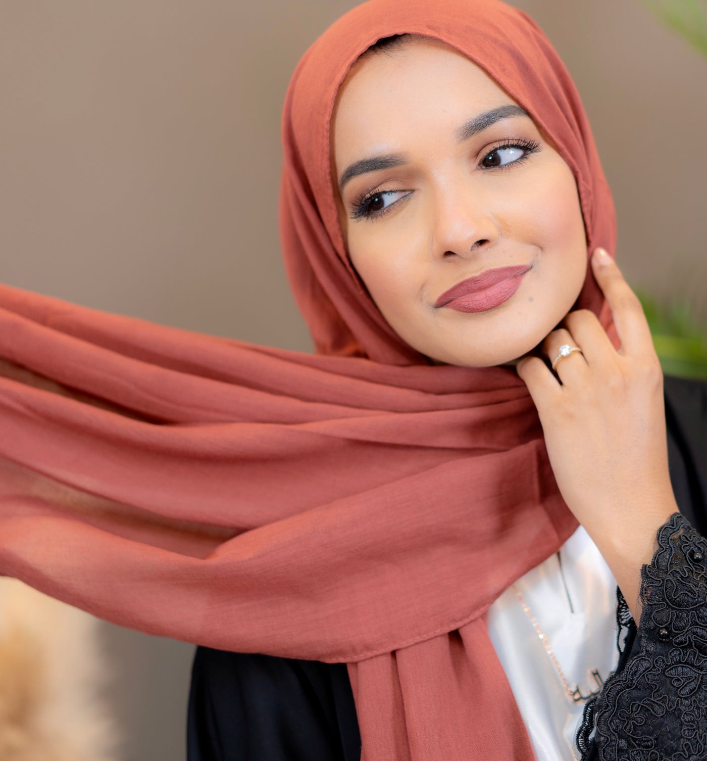 Cotton Linen Hijab - Terracotta