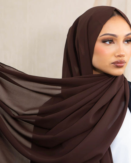 Chiffon Hijab - Dark Walnut