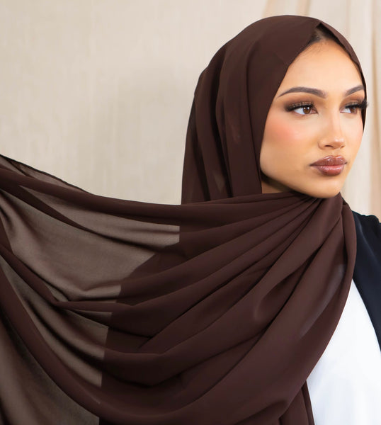 dark brown chiffon hijab