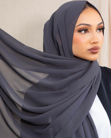 Chiffon Hijab - Charcoal Grey