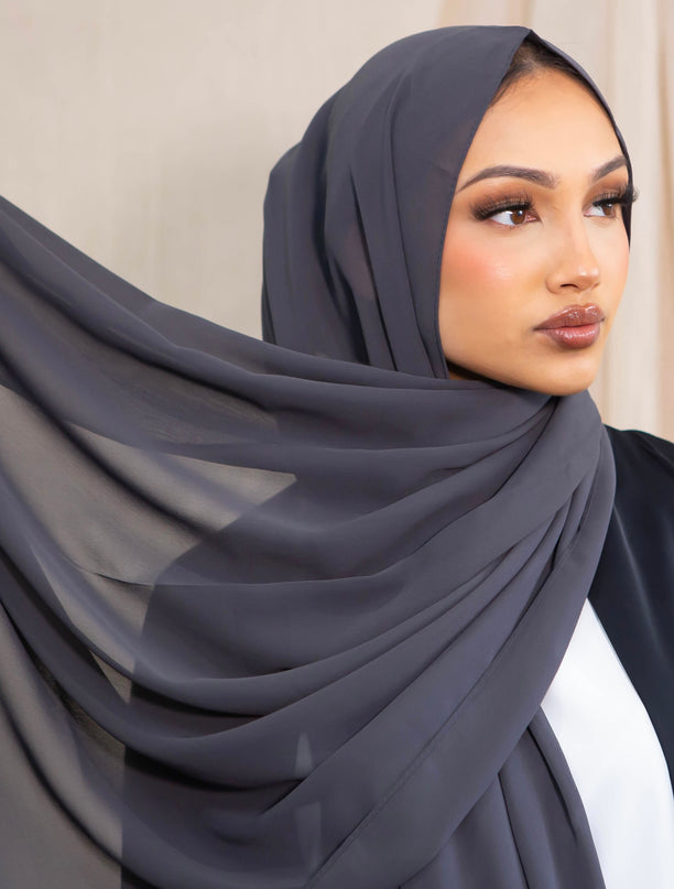 Chiffon Hijab - Charcoal Grey
