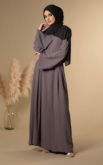 two piece grey abaya set