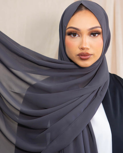 Chiffon Hijab - Charcoal Grey