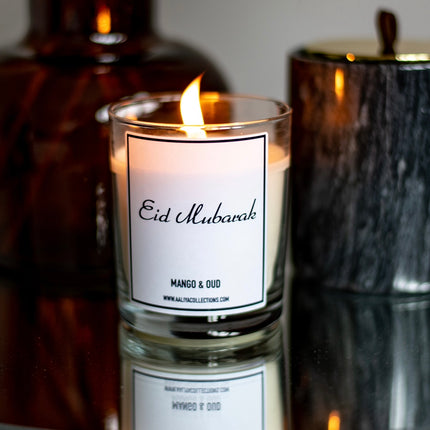 Aaliya Collections Scented "Eid Mubarak" Candle - Mango & Oud