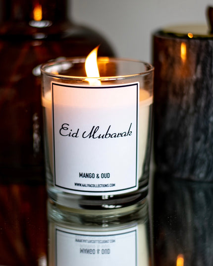 Aaliya Collections Scented "Eid Mubarak" Candle - Mango & Oud