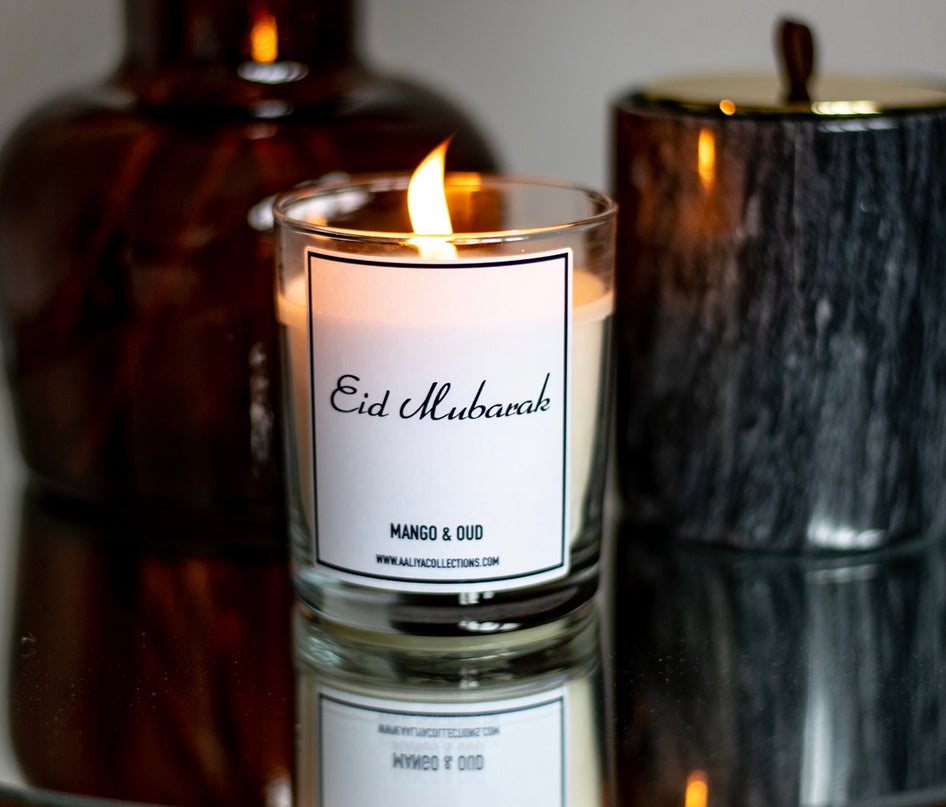 Aaliya Collections Scented "Eid Mubarak" Candle - Mango & Oud