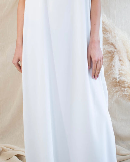 White Sleeveless Slip Dress with Lining