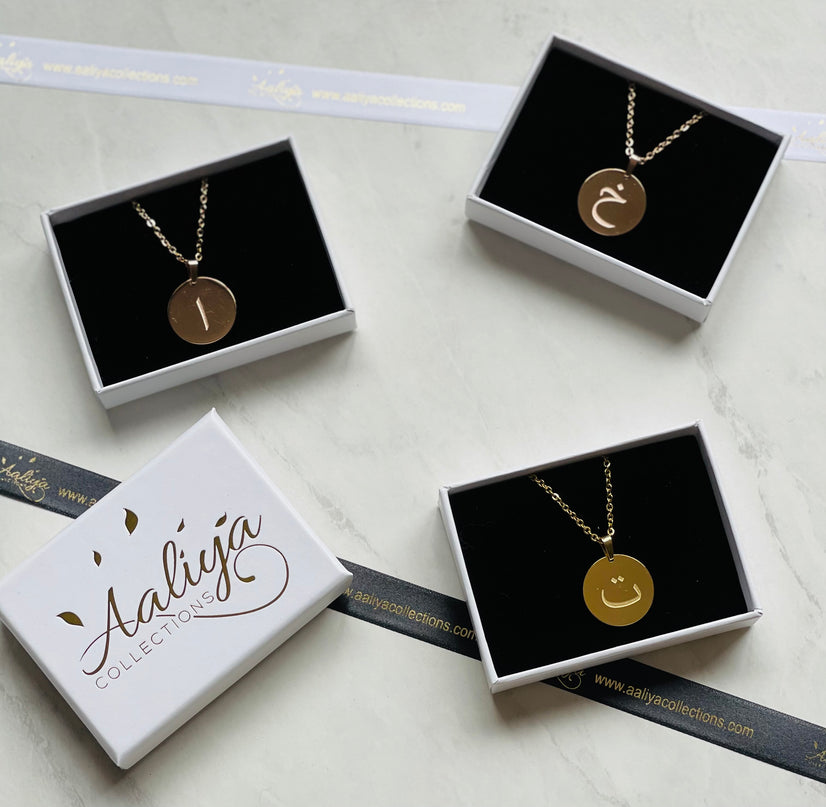 Aaliya Collections Arabic Initial Pendant Necklace