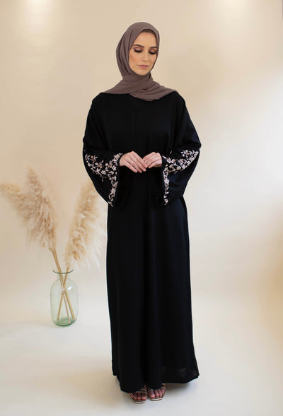 abaya with embellished stone sleeves